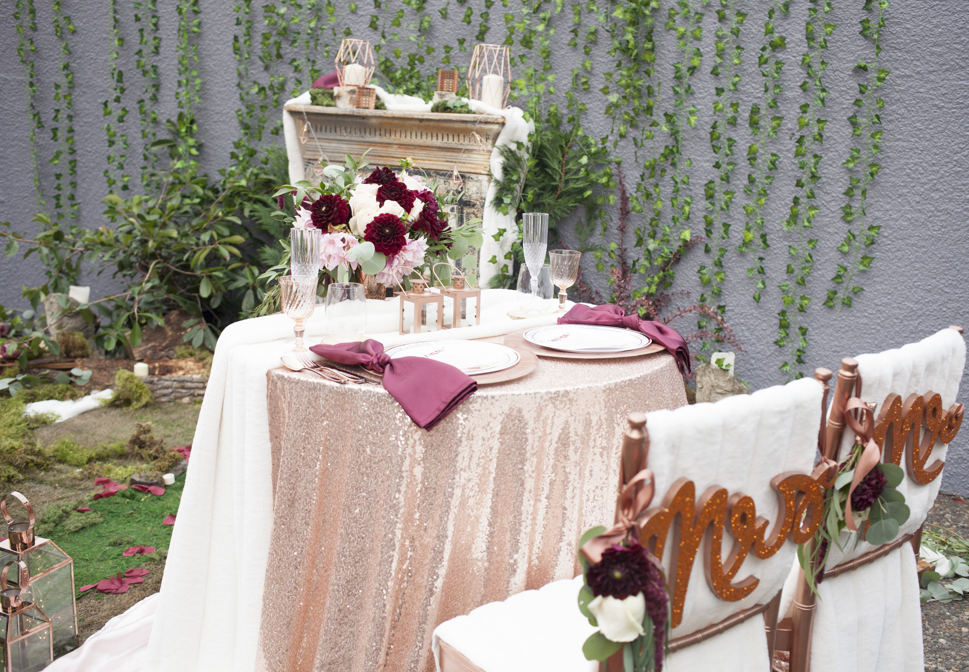 Fall Wedding In Burgundy Blush And Fur Fern And Maple