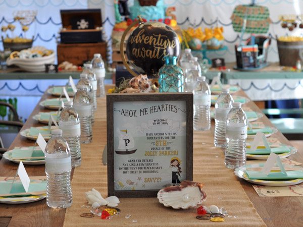 Pirate themed dinner table setting