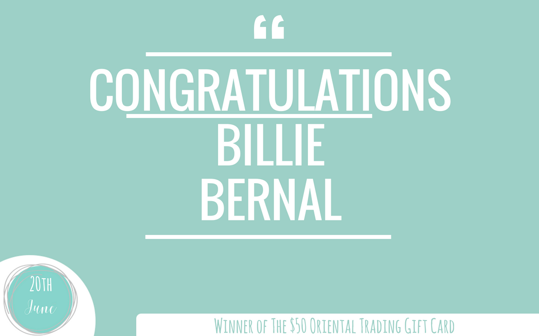 Winner Announcement for Oriental Trading $50 Gift Card