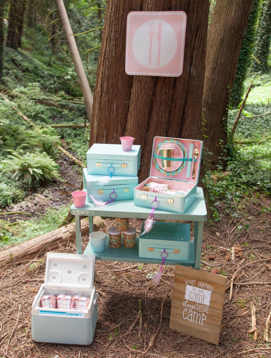 glamping bachelorette party DIY individual serving station