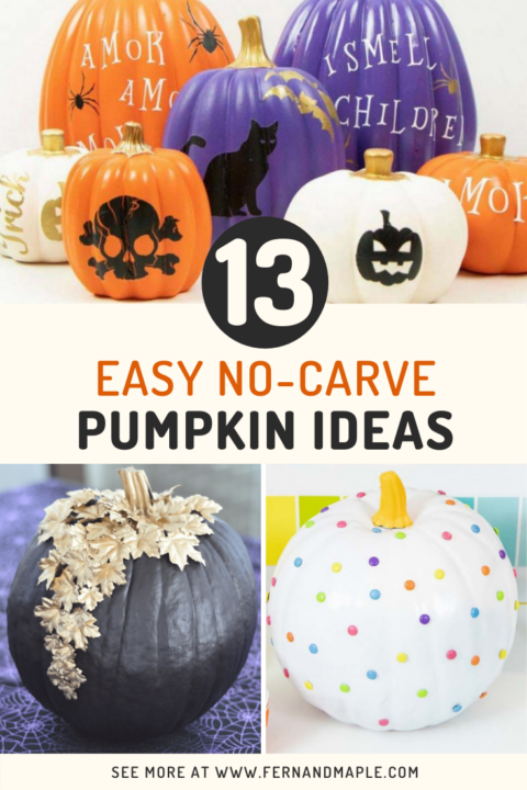 13 Easy No-Carve Pumpkin Ideas - Fern and Maple