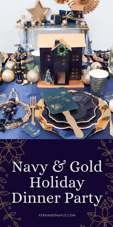 Navy and Gold Holiday Dinner Party Pin