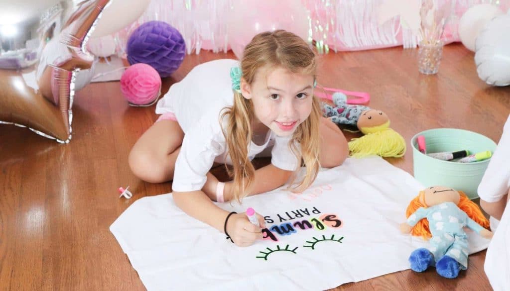 slumber party pillow case decorating activity