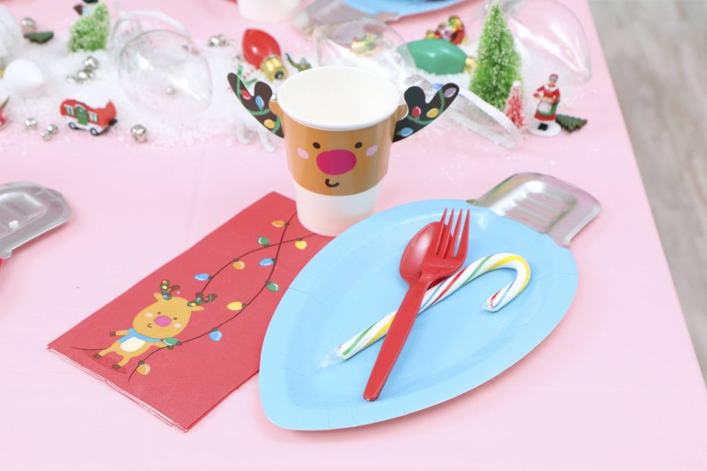 christmas light holiday kids party place settings