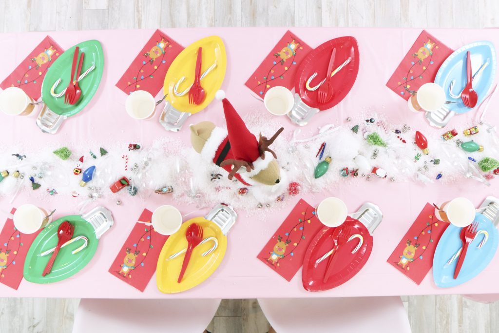 christmas light holiday kids craft party table setting