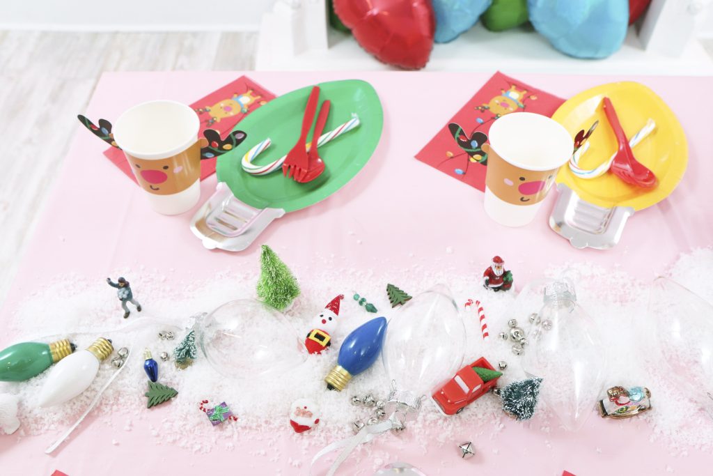 christmas light holiday kids craft party table setting