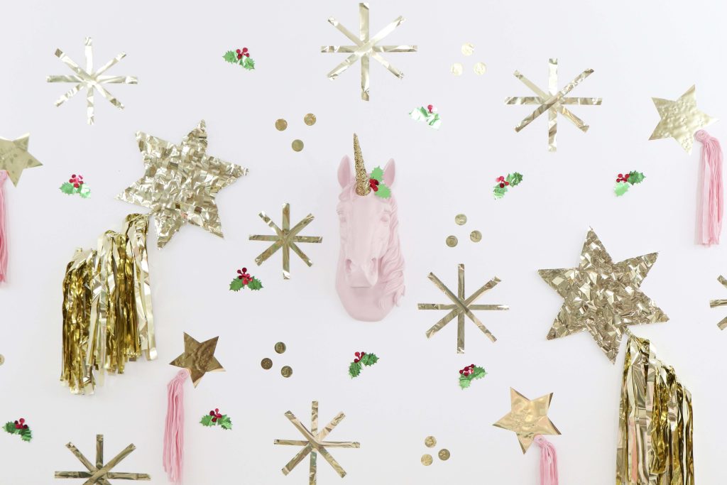 Magical Unicorn Christmas party DIY backdrop