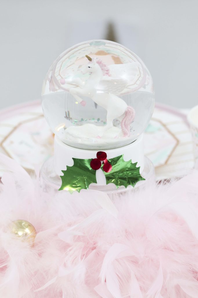 Magical Unicorn Christmas party table setting