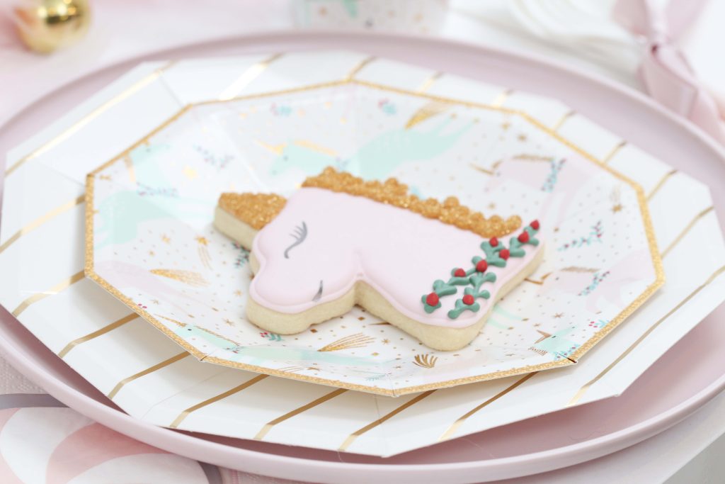 Magical Unicorn Christmas party place settings