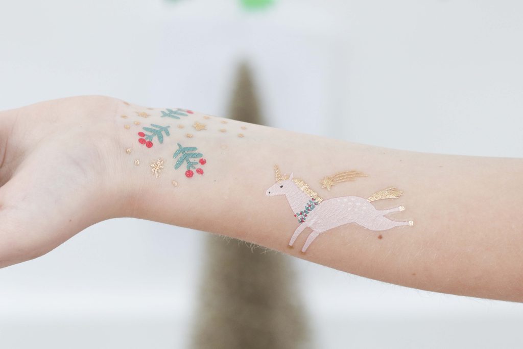 Magical Unicorn Christmas party temporary tattoo favors