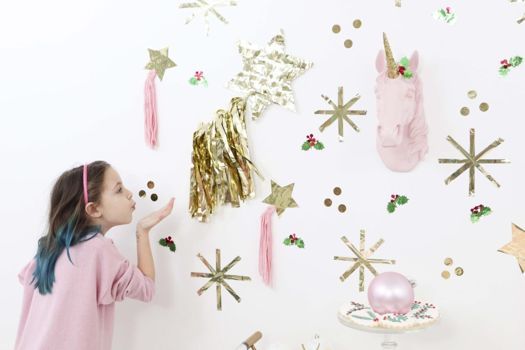 Magical Unicorn Christmas party DIY backdrop