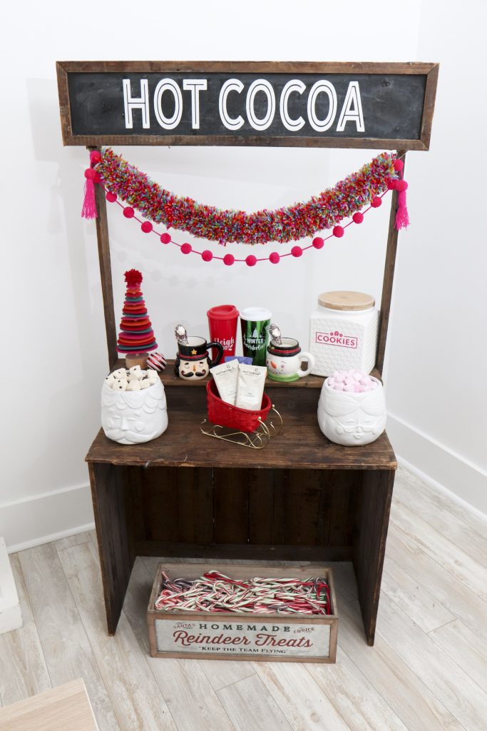 Pom Pom Party for the Holidays hot cocoa station