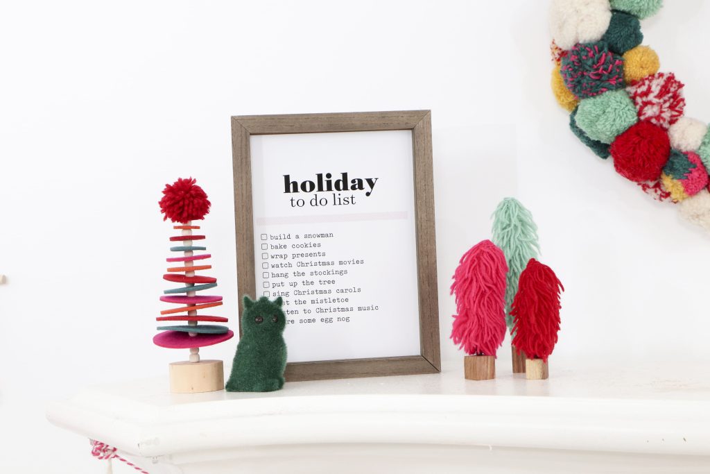 Pom Pom Party for the Holidays mantel decor