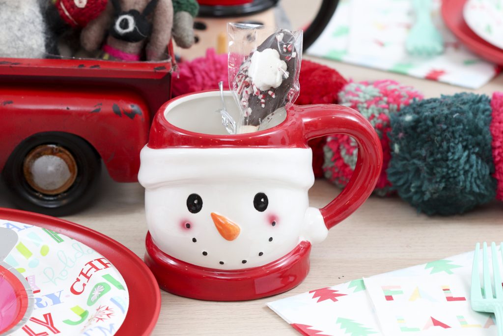 Pom Pom Party for the Holidays hot cocoa mug