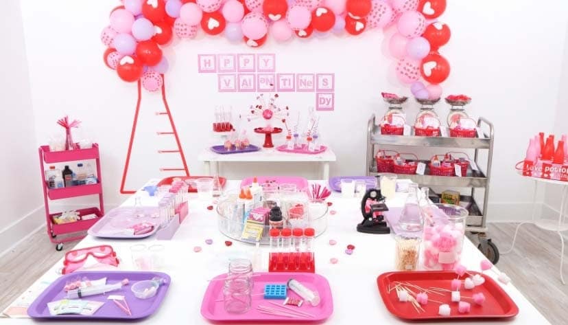 Create a "Laboratory of Love" for kids who love to learn this Valentine's Day! Get all of the details for a pink and red Valentine's Day Science Party for kids now at fernandmaple.com!