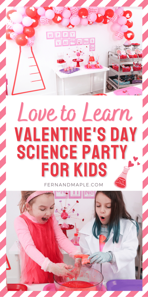 Create a "Laboratory of Love" for kids who love to learn this Valentine's Day with these ideas for DIY decor, science experiments and more! Get all of the details for this pink and red Valentine's Day Science Party now at fernandmaple.com!