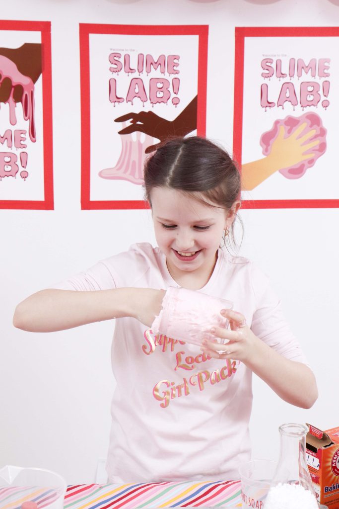 Set up a heart-filled Slime Lab for a fun and entertaining Valentine's Day Slime Party for Kids! Plus, how to create to-go Slime Kits for friends! Get details now at fernandmaple.com!