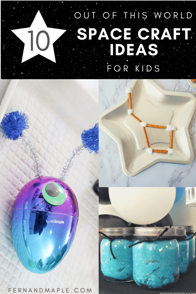 10 Out of this World Space-Themed Craft Ideas for Kids - perfect for parties or play dates. Plus, pre-made craft kit options! Get all of the ideas now at fernandmaple.com!