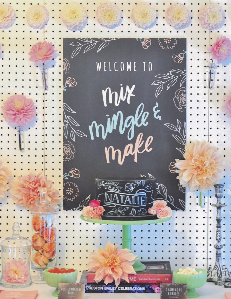 Floral Chalkboard Sign for a floral arranging party - get details now at fernandmaple.com!