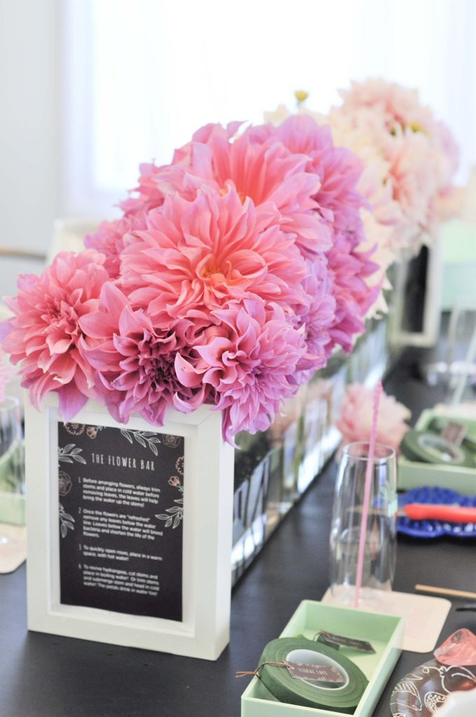 Floral centerpieces for a floral arranging party - get details now at fernandmaple.com!