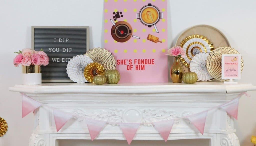 Mantle Decor & Printables for a Fun Fondue Party - get details at fernandmaple.com!