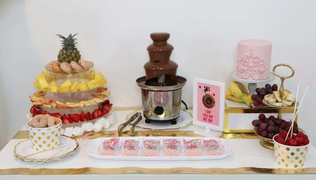 Dessert Table for a Fun Fondue Party - get details at fernandmaple.com!