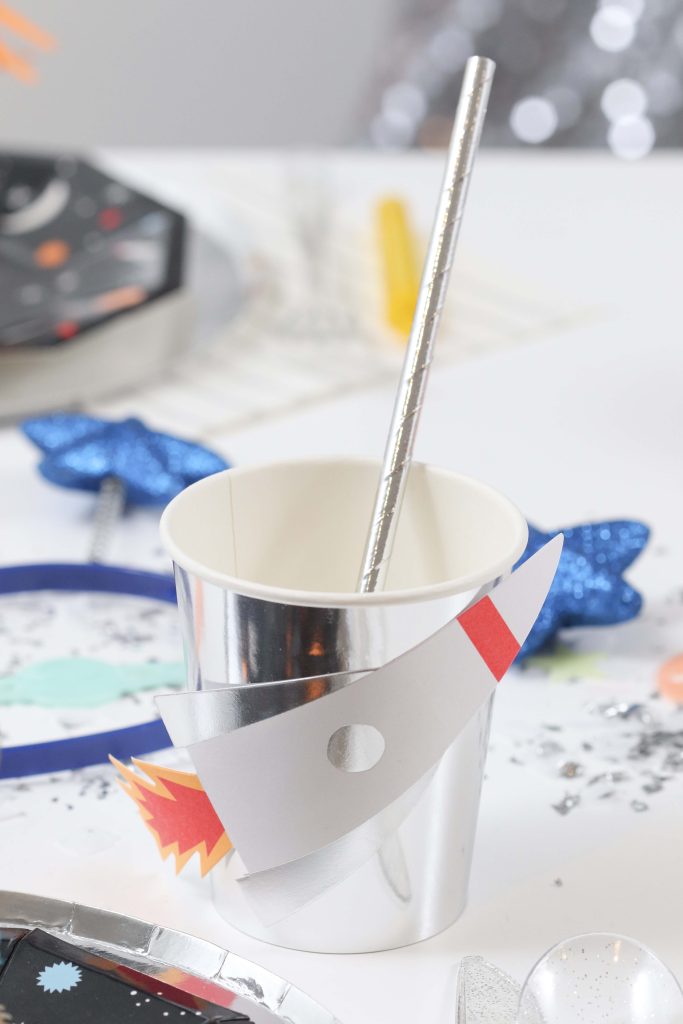 Space Party Cups - Looking to throw a Space or Rocket themed birthday? Check out this game-changing “party in a box” recommendation as well as tips for personalizing the party! Get details now at fernandmaple.com.