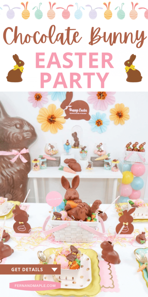 Hop to hosting a fun Easter party inspired by the yummy Easter treats - Chocolate Bunnies! With DIY Chocolate Bunny Party decor ideas and more. Get details now at fernandmaple.com!