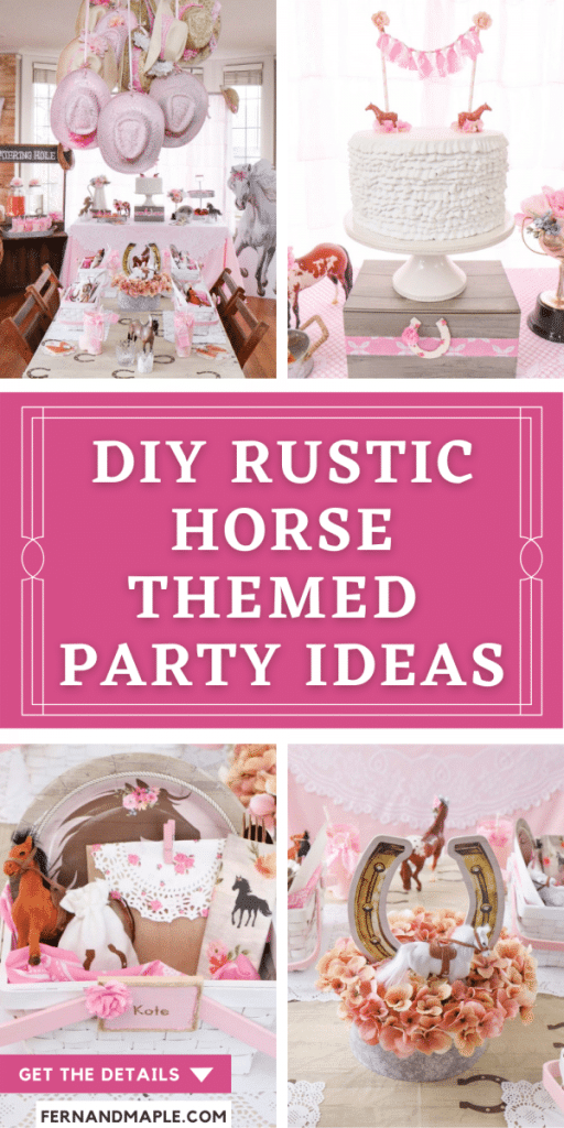 Set up a Rustic Horse-Themed Kid's Birthday Party with these ideas for DIY decor, cake topper, backdrop, food and drink, activities, favors and more! Get details now at fernandmaple.com!