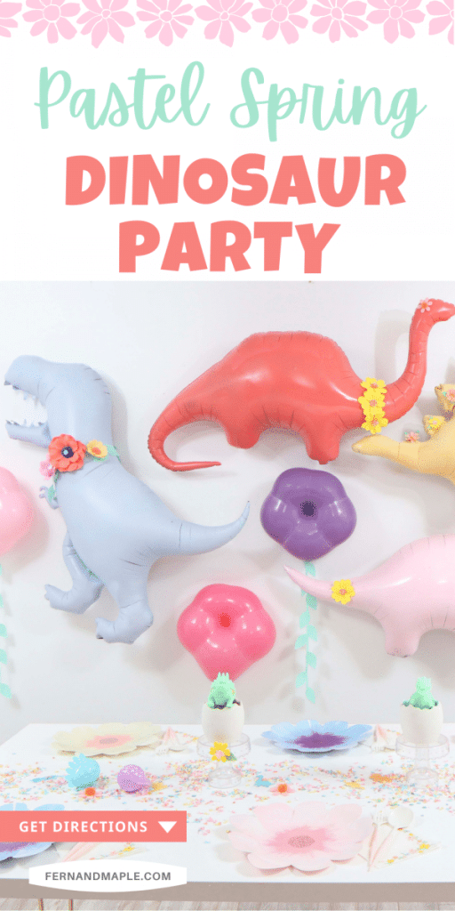 See the softer side of dinosaurs in this Pastel Spring Dinosaur Party! With ideas for DIY backdrop, centerpieces, place settings and more! Get details now at fernandmaple.com!