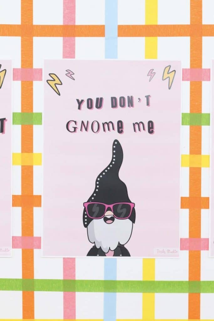 "You don't gnome me" sign for a Punk Rock Gnome Easter Party - get more party ideas at fernandmaple.com!