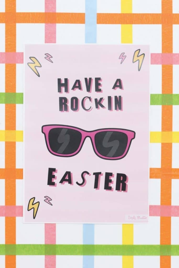 "Have a Rockin Easter" sign for a Punk Rock Gnome Easter Party - get more party ideas at fernandmaple.com!