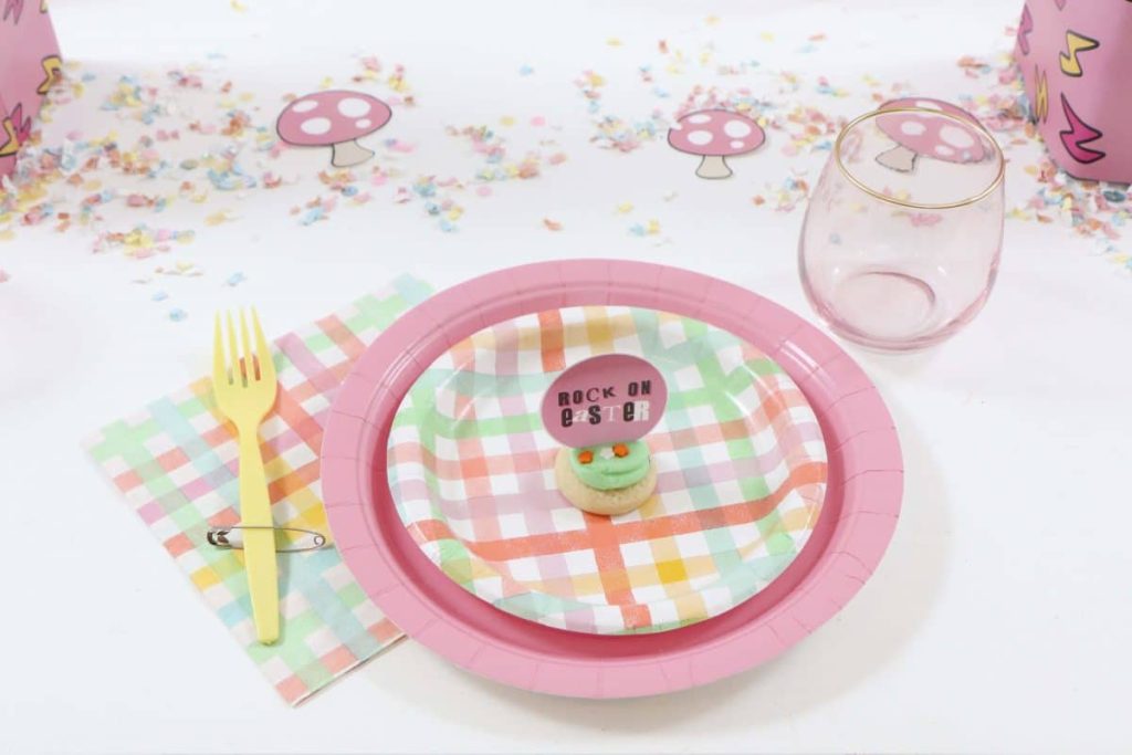 Punk Rock Gnome Easter Place Setting - get more party ideas at fernandmaple.com!