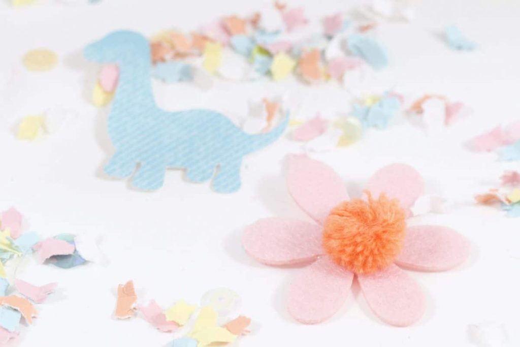 DIY Pastel Spring Dinosaur Confetti - get more Spring Dinosaur Party inspiration at fernandmaple.com!