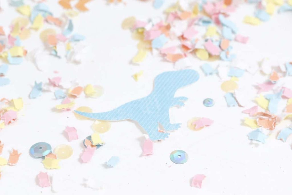 DIY Pastel Spring Dinosaur Confetti - get more Spring Dinosaur Party inspiration at fernandmaple.com!