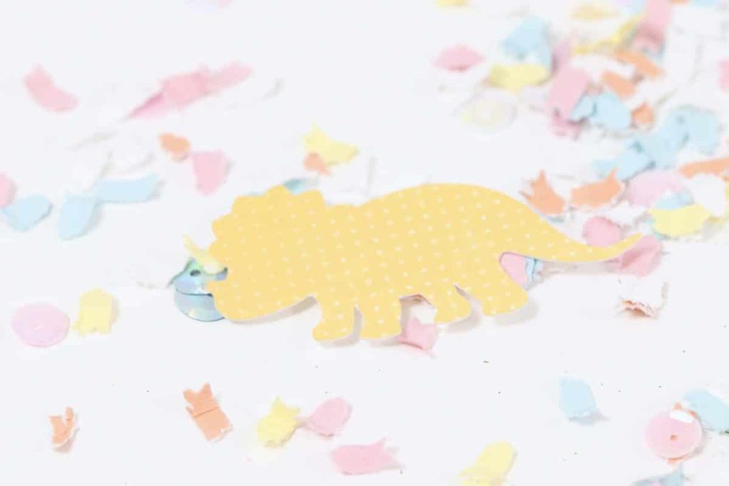 DIY Pastel Spring Dinosaur Confetti - get more Spring Dinosaur Party inspiration at fernandmaple.com!