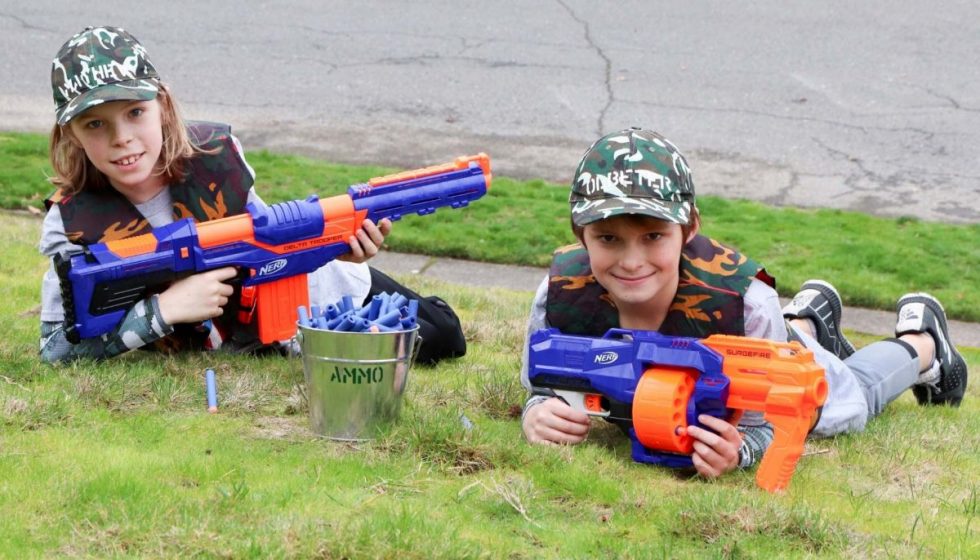 Epic Outdoor NERF Themed Birthday Party for Kids - Fern and Maple