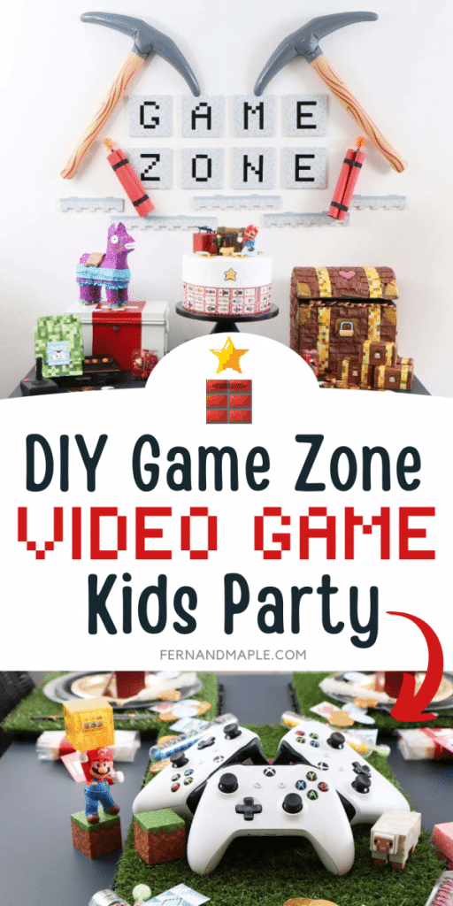 Game Zone Diy Gamer Themed Party For Kids With Free Printables Fern And Maple - free printable diy roblox birthday party