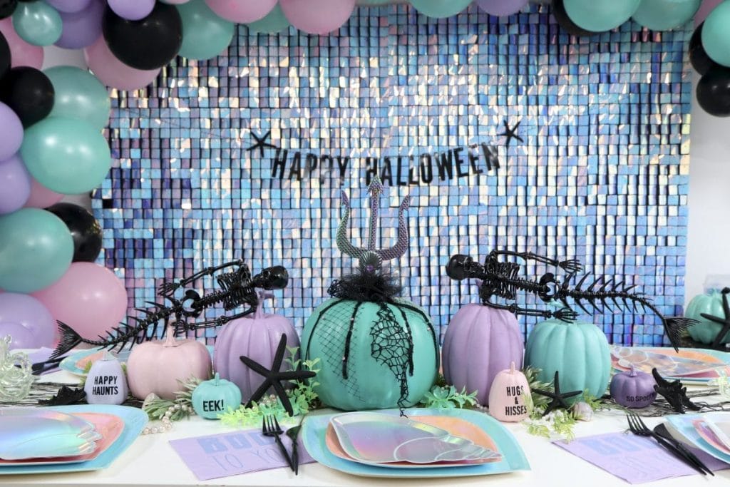 Mermaid Themed Halloween Party & Iridescent Backdrop - Fern and Maple