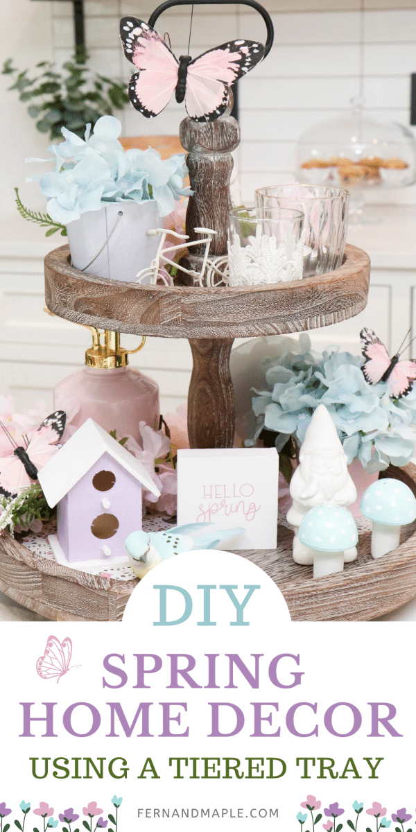 DIY Easy Tiered Tray Spring Home Decor - Fern and Maple