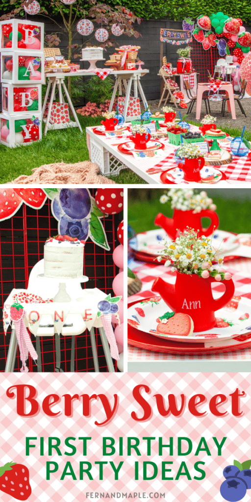 Bessmoso Strawberry Baby Shower Boxes, First Birthday Party Decorations  with Balloons, 3 Strawberry Theme Blocks with One Letter, First Birthday