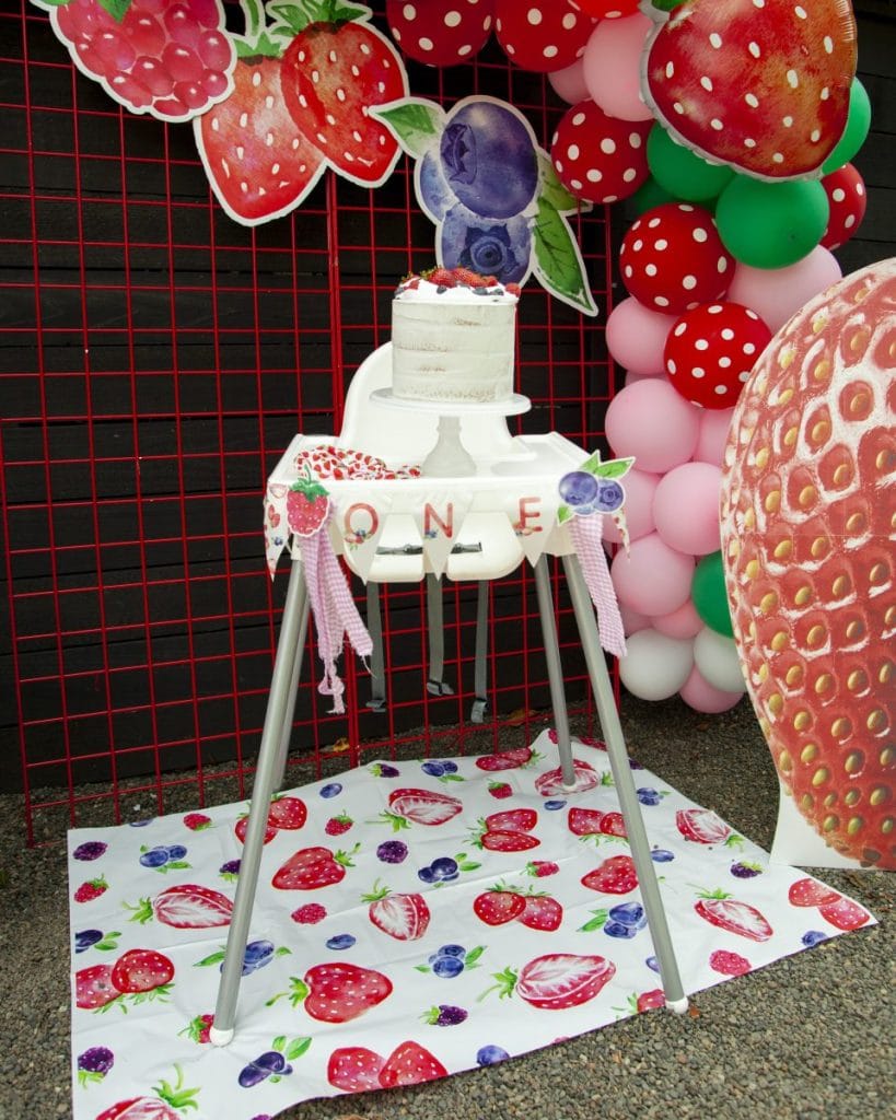 Strawberries Berry First Birthday Party Pink