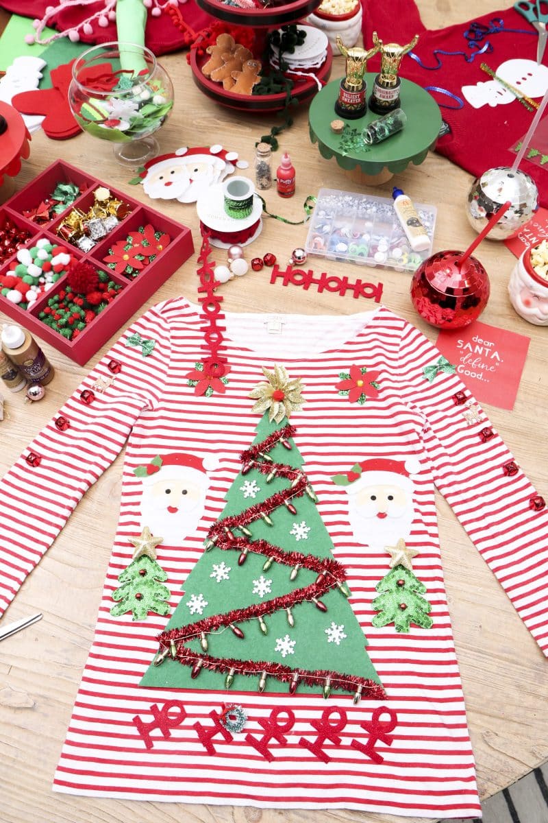 DIY Ugly Christmas Sweater Decorating Craft Party Fern and Maple