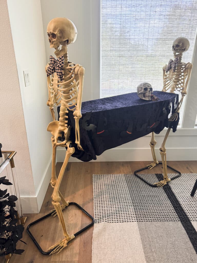 witch party appetizer station using coffin for a food table