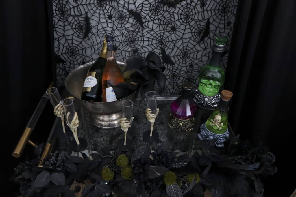 Gothic paint and sip party bar cart