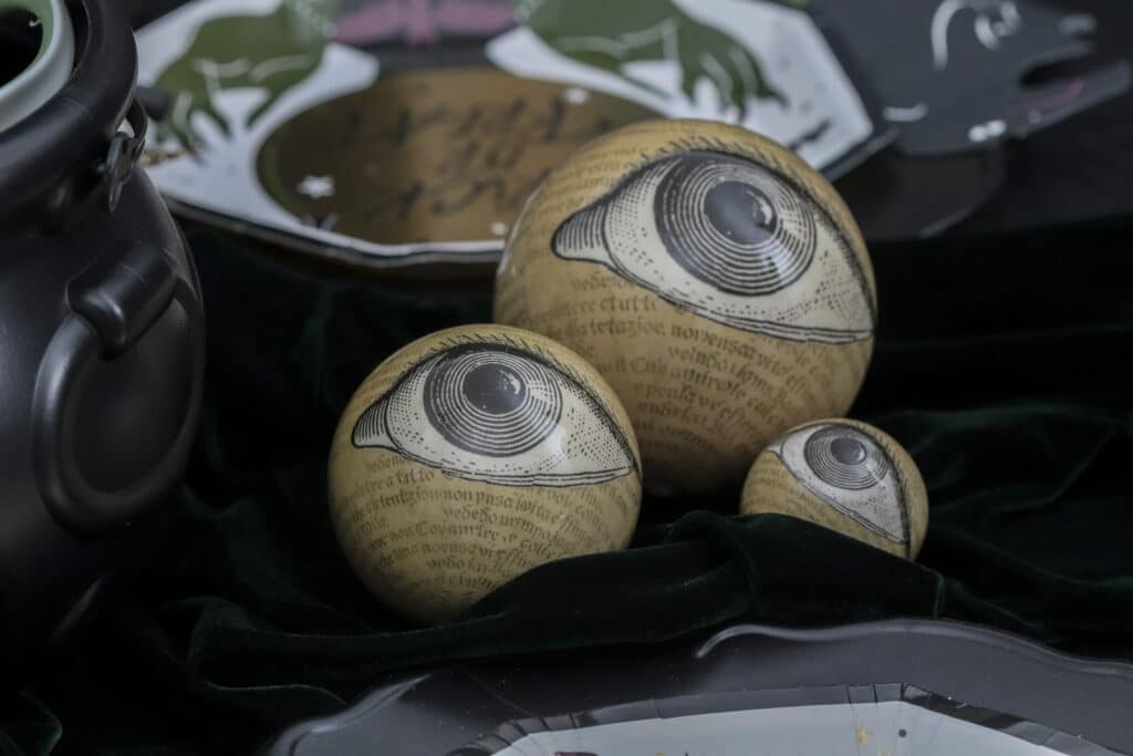 Creepy table accents for a gothic paint and sip party
