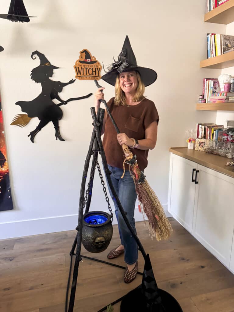 Finished broomstick at a broom decorating party