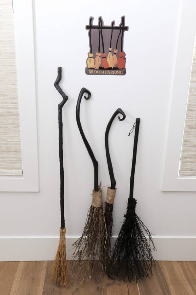 Base brooms for a broomstick making party activity