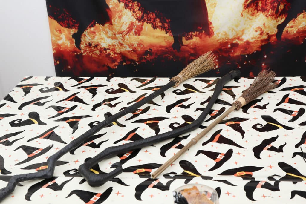 Witch broomsticks for a broomstick making party