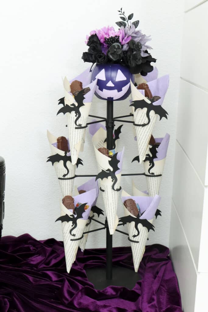 Dark romantasy dragon themed chocolate treat tower